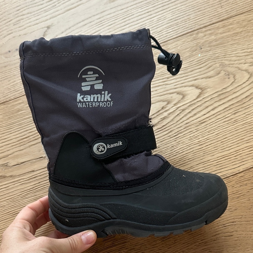Kamik Waterproof Black and Gray Winter Boots 12 kids
